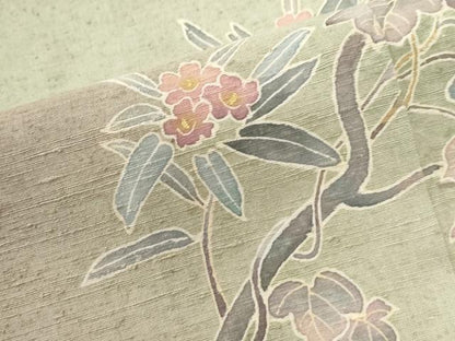 平和屋着物●訪問着 紬地 枝花文 正絹 逸品 CABA6286yc