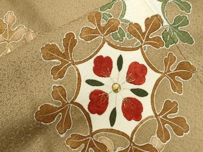 平和屋着物●訪問着　刺繍　吉祥花文　金糸　三越扱い　正絹　逸品　CABA6291yc