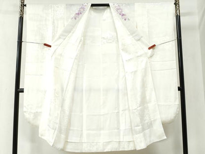 平和屋着物●振袖用長襦袢　無双仕立て　霞吉祥地紋　半衿刺繍　正絹　逸品　CABA6296yc