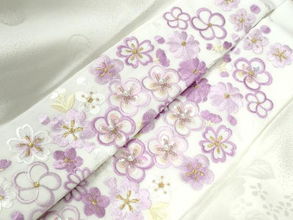 平和屋着物●振袖用長襦袢　無双仕立て　霞吉祥地紋　半衿刺繍　正絹　逸品　CABA6296yc