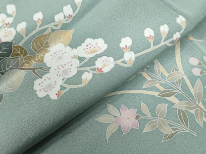 平和屋着物●訪問着　友禅　作家物　枝花文　蛍暈し　正絹　逸品　CABA6309yc