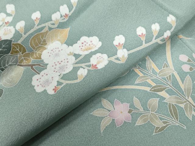 平和屋着物●訪問着　友禅　作家物　枝花文　蛍暈し　正絹　逸品　CABA6309yc