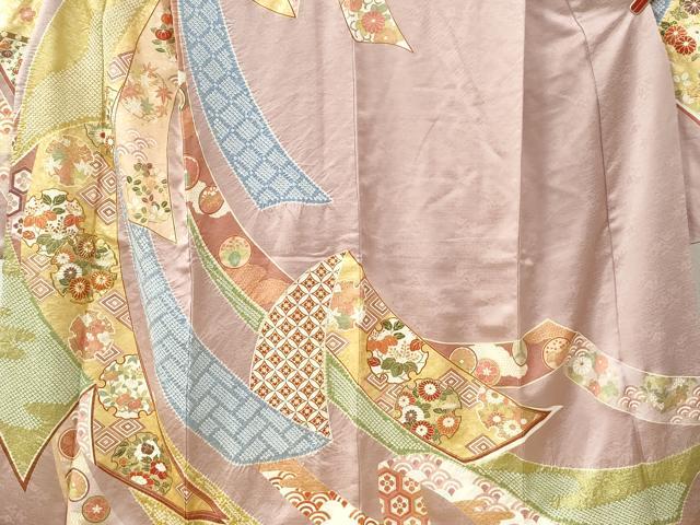 平和屋着物●豪華振袖　駒刺繍　絞り　熨斗吉祥雪輪草花文　金彩　正絹　逸品　CABA6310yc 平和屋着物○豪華振袖 駒刺繍 絞り 熨斗吉祥雪輪草花文 金彩 正絹