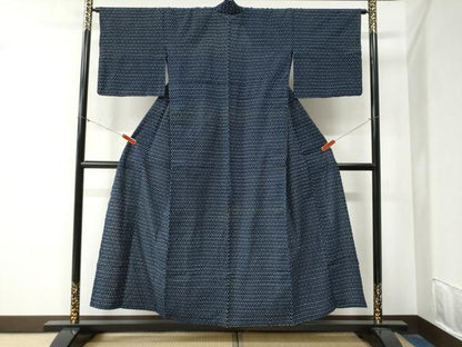 平和屋着物●久留米絣　単衣　吉祥文　綿　逸品　CABA6328yc