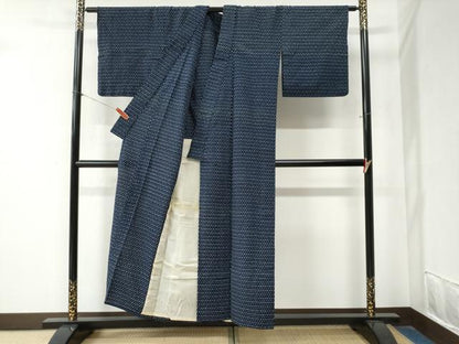 平和屋着物●久留米絣　単衣　吉祥文　綿　逸品　CABA6328yc