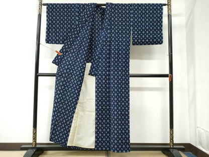平和屋着物●久留米絣　単衣　吉祥文　綿　逸品　CABA6329yc