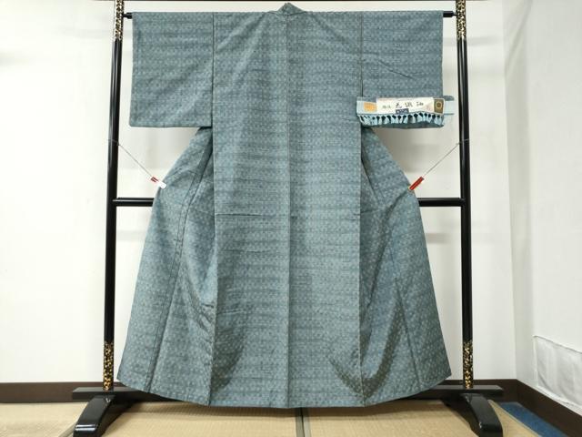 平和屋着物●花織紬　縞　吉祥文　証紙付き　正絹　逸品　CABA6338yc 平和屋着物○花織紬 縞 吉祥文 証紙付き 正絹 逸品 CABA6338yc