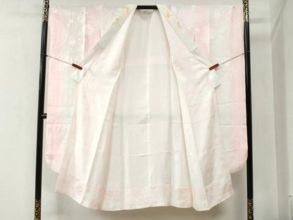 平和屋着物●振袖用長襦袢　袷　毬草花文　暈し染め　半衿刺繍　正絹　逸品　CABA6341yc