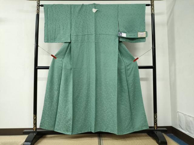 平和屋着物○上質な色無地 菊華小紋 堅牢染 菊地紋 木賊