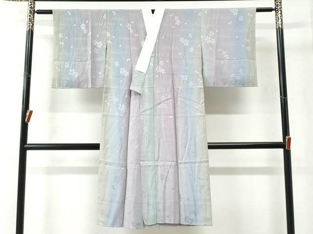 平和屋着物●長襦袢　無双仕立て　舞桜地紋　暈し染め　やまと誂製　正絹　逸品　未使用　CABA6351yc
