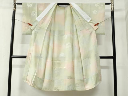 平和屋着物●長襦袢　無双仕立て　花松丸地紋　暈し染め　正絹　逸品　CABA6352yc