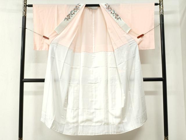 平和屋着物●長襦袢　無双仕立て　枝桜文　暈し染め　半衿刺繍　正絹　逸品　未使用　CABA6353yc