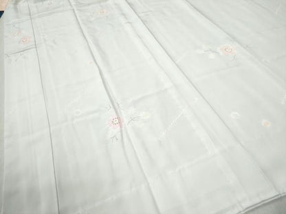平和屋着物●長襦袢　無双仕立て　枝桜文　暈し染め　半衿刺繍　正絹　逸品　未使用　CABA6353yc
