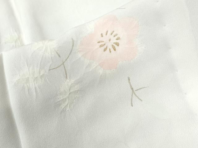 平和屋着物●長襦袢　無双仕立て　枝桜文　暈し染め　半衿刺繍　正絹　逸品　未使用　CABA6353yc