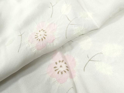 平和屋着物●長襦袢　無双仕立て　枝桜文　暈し染め　半衿刺繍　正絹　逸品　未使用　CABA6353yc