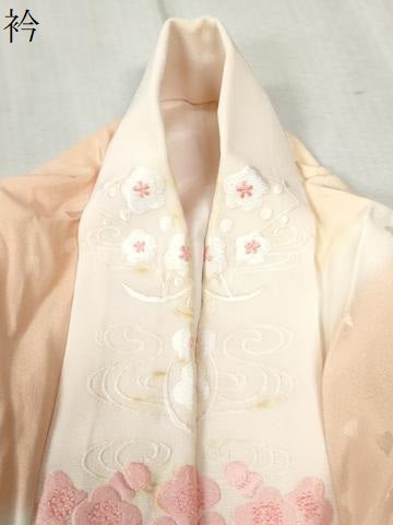 平和屋着物●長襦袢　袷　舞花弁地紋　暈し染め　半衿刺繍　正絹　逸品　CABA6361yc