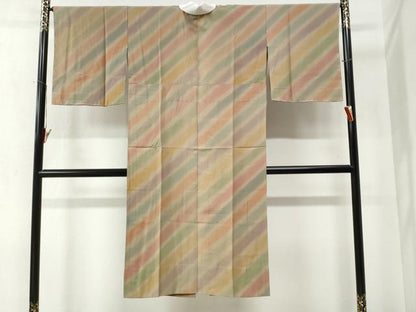 平和屋着物●長襦袢　無双仕立て　斜線文　暈し染め　正絹　逸品　未使用　CABA6365yc