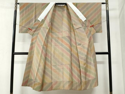 平和屋着物●長襦袢　無双仕立て　斜線文　暈し染め　正絹　逸品　未使用　CABA6365yc