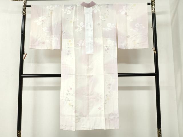 平和屋着物●長襦袢　無双仕立て　雲取り草花地紋　暈し染め　半衿刺繍　正絹　逸品　未使用　CABA6372yc
