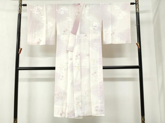 平和屋着物●長襦袢　無双仕立て　雲取り草花地紋　暈し染め　半衿刺繍　正絹　逸品　未使用　CABA6372yc