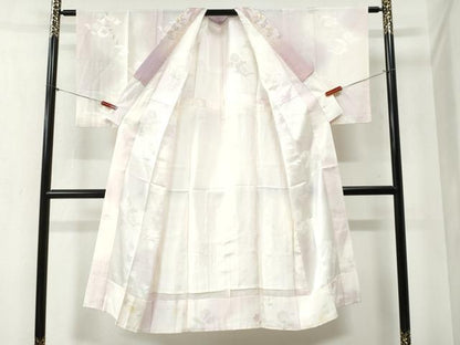 平和屋着物●長襦袢　無双仕立て　雲取り草花地紋　暈し染め　半衿刺繍　正絹　逸品　未使用　CABA6372yc