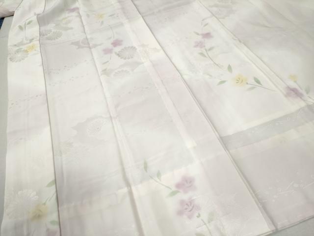 平和屋着物●長襦袢　無双仕立て　雲取り草花地紋　暈し染め　半衿刺繍　正絹　逸品　未使用　CABA6372yc