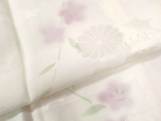 平和屋着物●長襦袢　無双仕立て　雲取り草花地紋　暈し染め　半衿刺繍　正絹　逸品　未使用　CABA6372yc