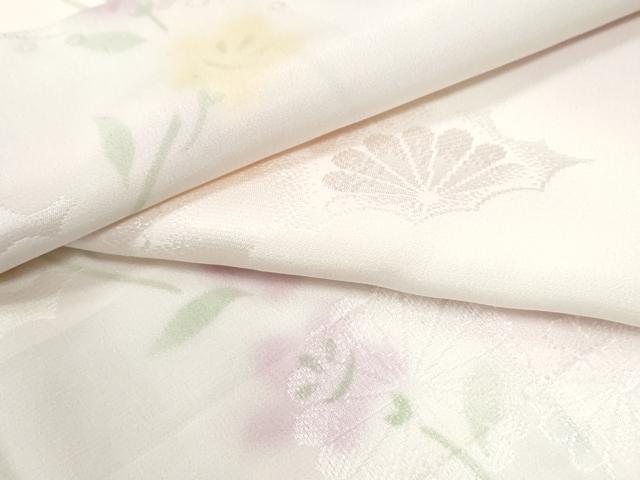 平和屋着物●長襦袢　無双仕立て　雲取り草花地紋　暈し染め　半衿刺繍　正絹　逸品　未使用　CABA6372yc