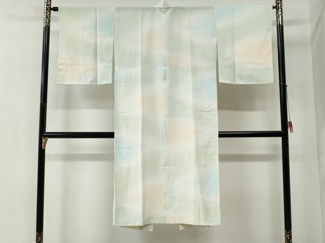 平和屋着物○長襦袢 無双仕立て 霞草花文 暈し染め 半衿刺繍