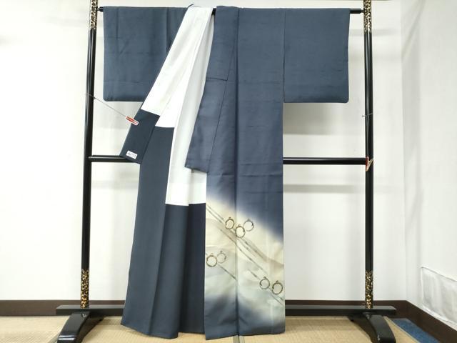 平和屋着物●訪問着　紬地　作家物　竹鳥丸文　やまと誂製　正絹　逸品　CABA6393yc