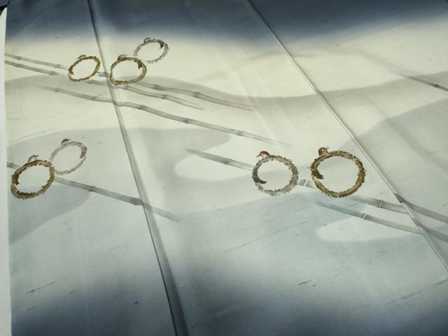 平和屋着物○訪問着 紬地 作家物 竹鳥丸文 やまと誂製