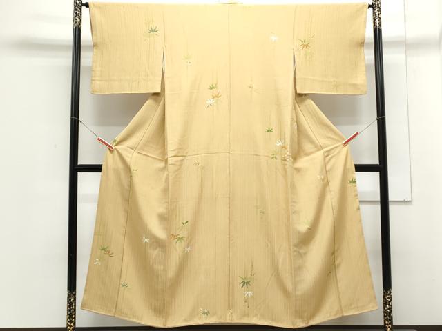 平和屋着物▼上質な小紋　笹竹文　正絹　逸品　CABA6742th