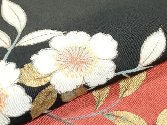 平和屋着物▼豪華黒留袖　刺繍　尾長鶏花文　暈し染め　金彩　正絹　逸品　CABA6764th