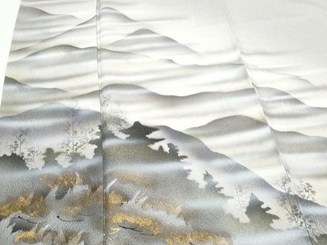 平和屋着物▽訪問着 作家物 手描き 遠山風景文 暈し染め 金彩