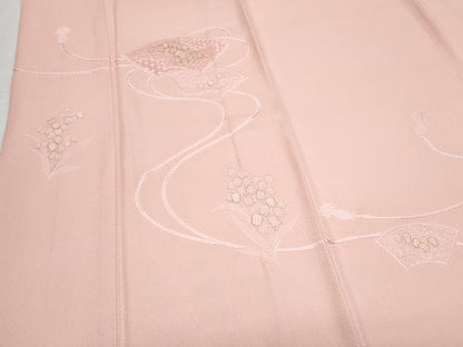 平和屋着物▼訪問着　総刺繍　鈴蘭　地紙文　金糸　正絹　逸品　CABA6768th