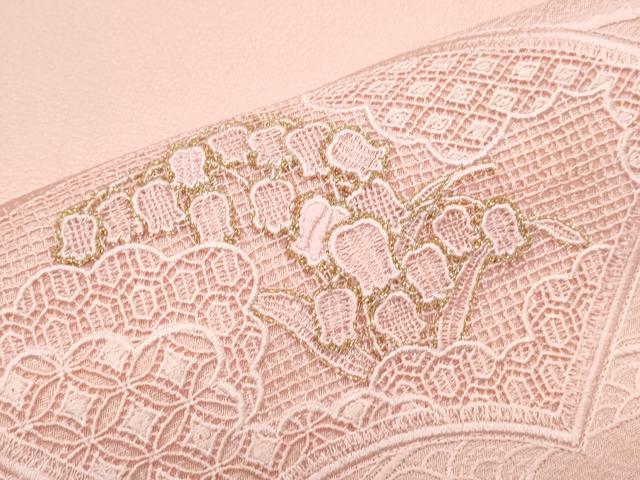 平和屋着物▼訪問着　総刺繍　鈴蘭　地紙文　金糸　正絹　逸品　CABA6768th