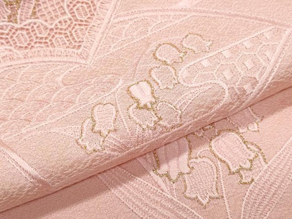 平和屋着物▼訪問着　総刺繍　鈴蘭　地紙文　金糸　正絹　逸品　CABA6768th