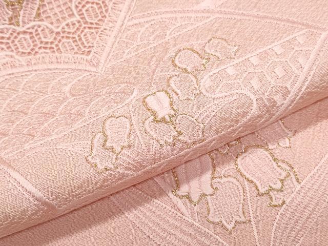 平和屋着物▼訪問着　総刺繍　鈴蘭　地紙文　金糸　正絹　逸品　CABA6768th