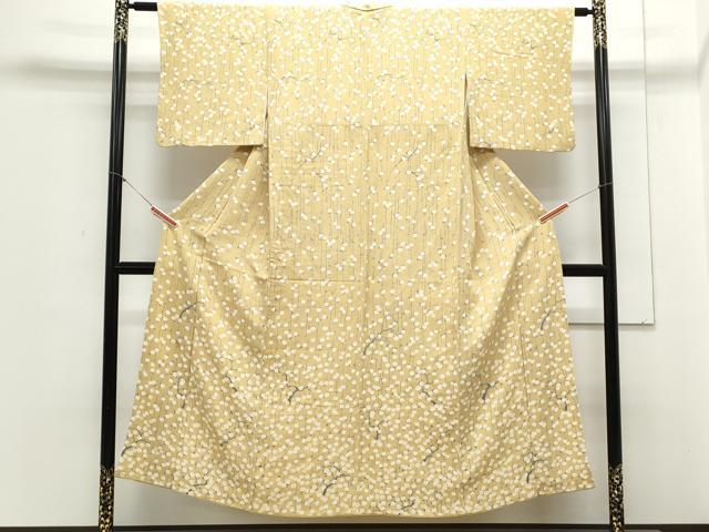 平和屋着物▼訪問着　枝花文　鬼しぼ縮緬　正絹　逸品　CABA6796th