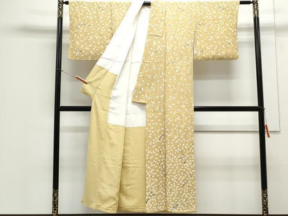 平和屋着物▼訪問着　枝花文　鬼しぼ縮緬　正絹　逸品　CABA6796th