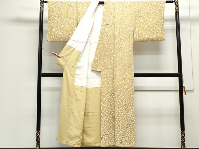 平和屋着物▼訪問着　枝花文　鬼しぼ縮緬　正絹　逸品　CABA6796th