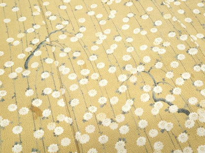 平和屋着物▼訪問着　枝花文　鬼しぼ縮緬　正絹　逸品　CABA6796th