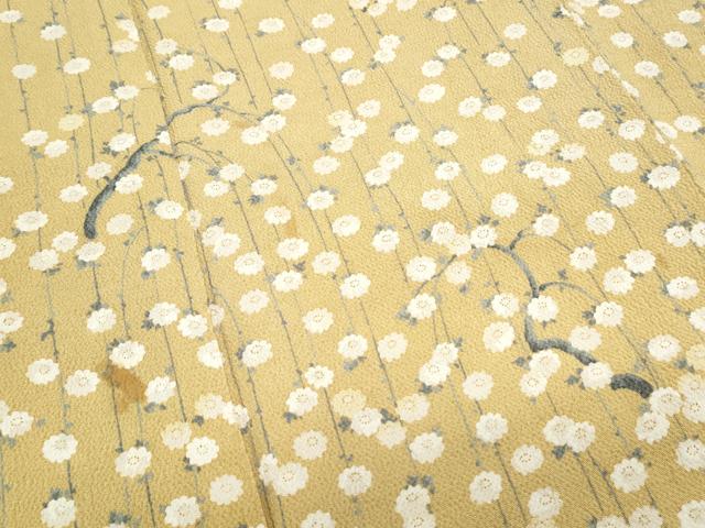 平和屋着物▼訪問着　枝花文　鬼しぼ縮緬　正絹　逸品　CABA6796th