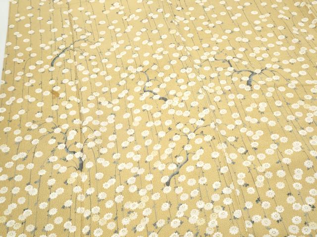 平和屋着物▼訪問着　枝花文　鬼しぼ縮緬　正絹　逸品　CABA6796th