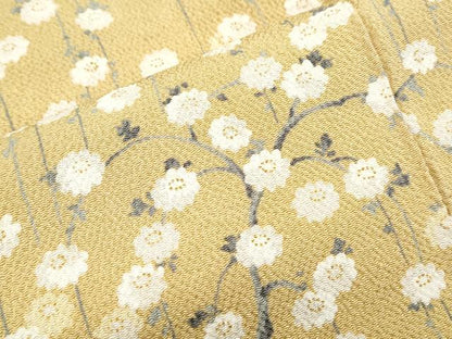 平和屋着物▼訪問着　枝花文　鬼しぼ縮緬　正絹　逸品　CABA6796th