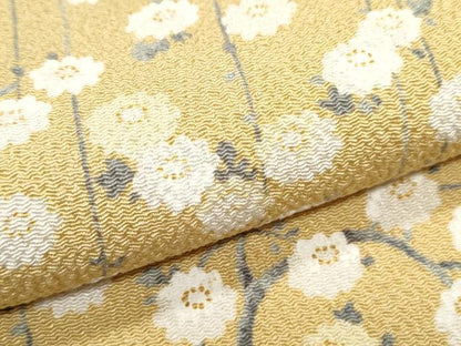 平和屋着物▼訪問着　枝花文　鬼しぼ縮緬　正絹　逸品　CABA6796th