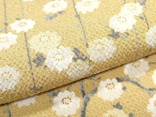 平和屋着物▼訪問着　枝花文　鬼しぼ縮緬　正絹　逸品　CABA6796th