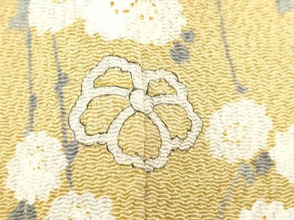 平和屋着物▼訪問着　枝花文　鬼しぼ縮緬　正絹　逸品　CABA6796th