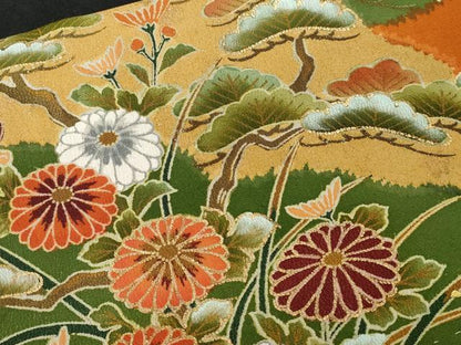 平和屋着物■豪華黒留袖　駒刺繍　道長松竹梅花文　金彩　正絹　逸品　CABA6895ev