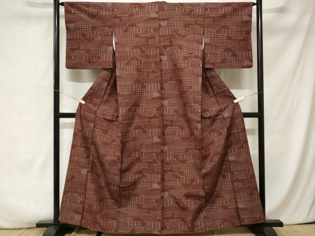 平和屋着物■上質な紬 風景文 正絹 逸品 CABA6944ev